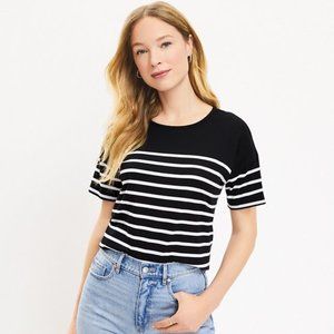 LOFT Striped Relaxed Crew Tee